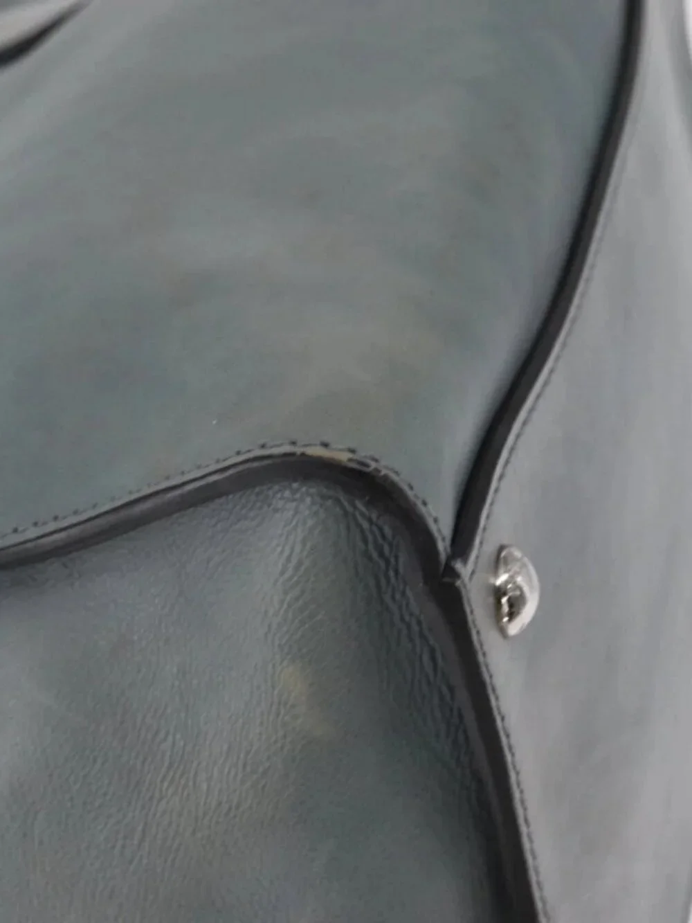 PRADA Hand Bag Safiano leather 2way Gray Silver